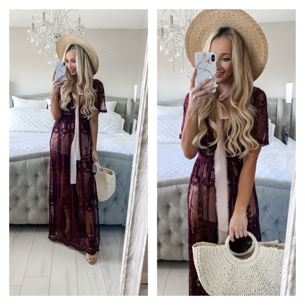 FINAL 2!!! Burgundy Lace Maxi Romper - Picture 1 of 16